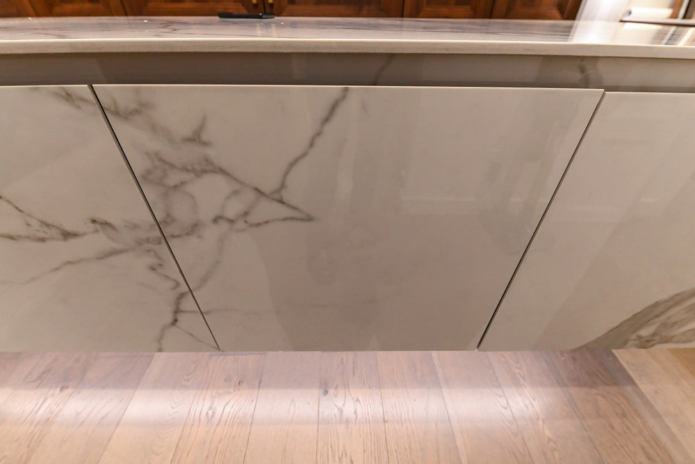 DOCA Modern Brown & White Kitchen with Neolith Island and Countertops