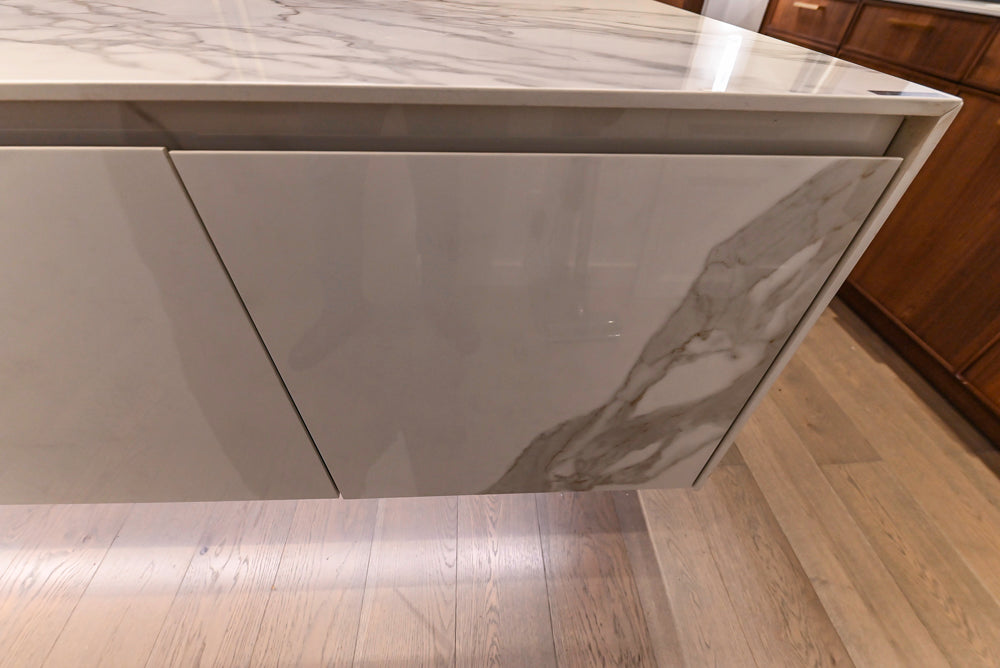 DOCA Modern Brown & White Kitchen with Neolith Island and Countertops