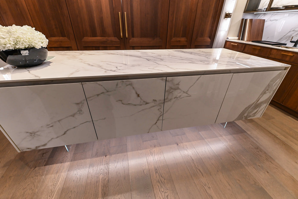 DOCA Modern Brown & White Kitchen with Neolith Island and Countertops