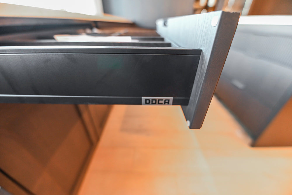 DOCA Modern Classic Brown Wood Veneer Kitchen Cabinets with Neolith Countertops