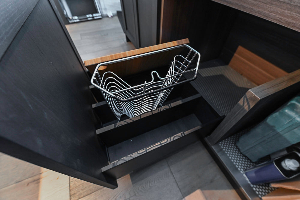 DOCA Modern Classic Brown Wood Veneer Kitchen Cabinets with Neolith Countertops