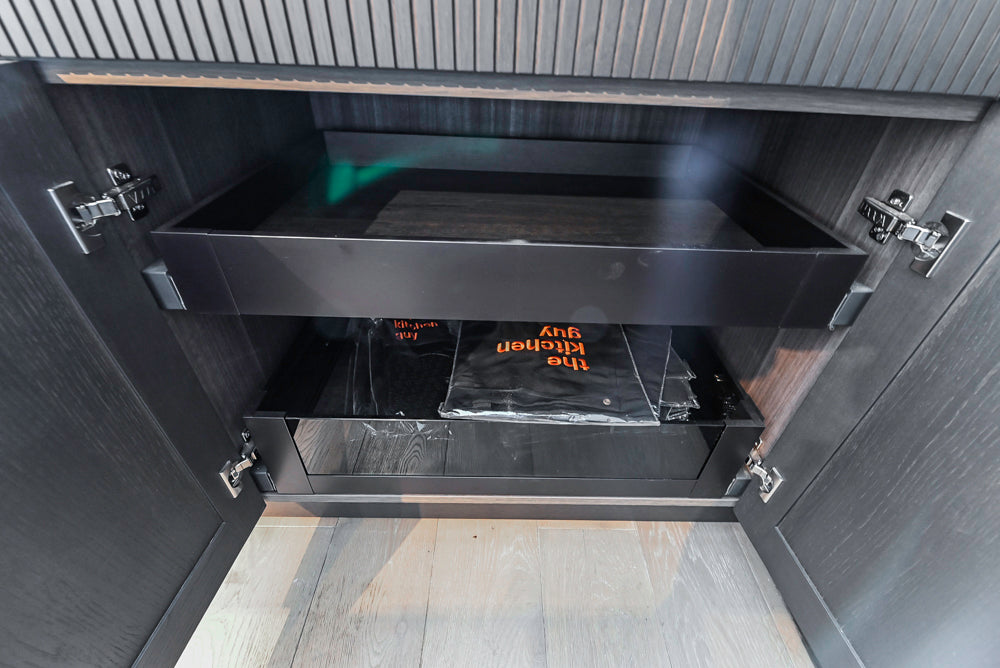 DOCA Modern Classic Brown Wood Veneer Kitchen Cabinets with Neolith Countertops