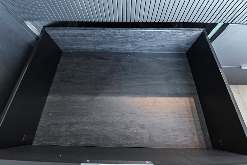 DOCA Modern Classic Brown Wood Veneer Kitchen Cabinets with Neolith Countertops