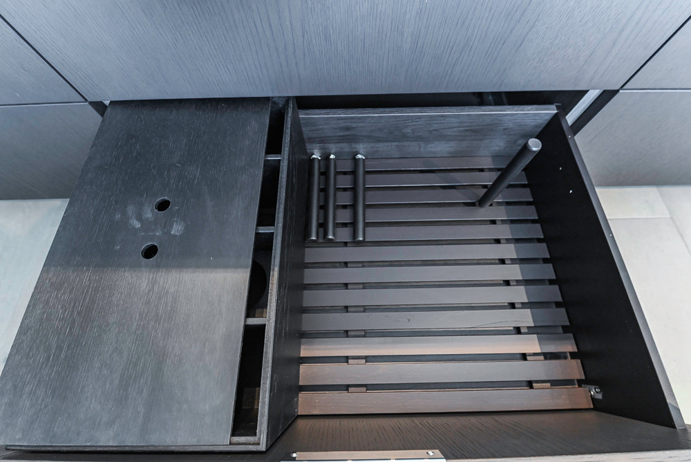 DOCA Modern Classic Brown Wood Veneer Kitchen Cabinets with Neolith Countertops