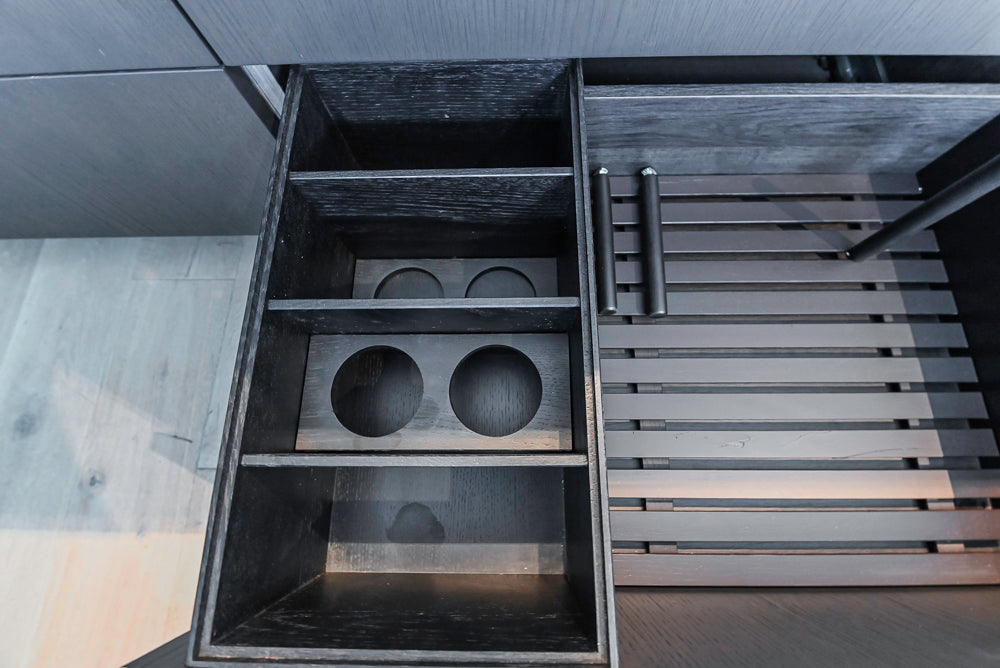 DOCA Modern Classic Brown Wood Veneer Kitchen Cabinets with Neolith Countertops