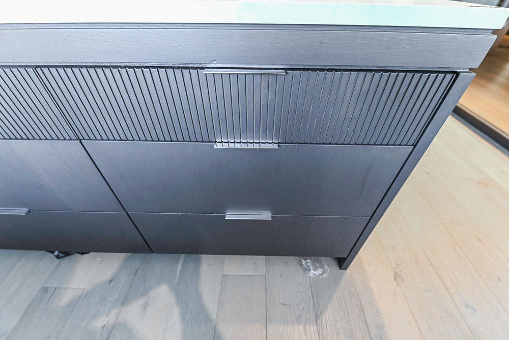 DOCA Modern Classic Brown Wood Veneer Kitchen Cabinets with Neolith Countertops