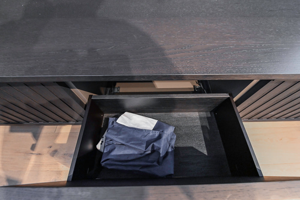 DOCA Modern Classic Brown Wood Veneer Kitchen Cabinets with Neolith Countertops