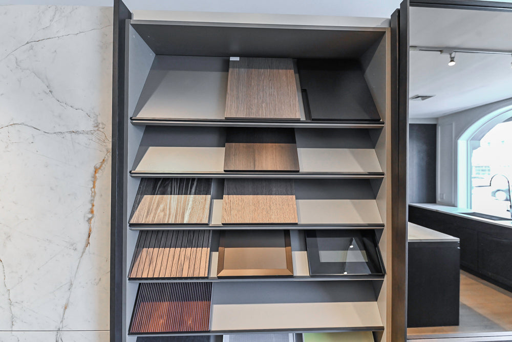 DOCA Modern Classic Brown Wood Veneer Kitchen Cabinets with Neolith Countertops