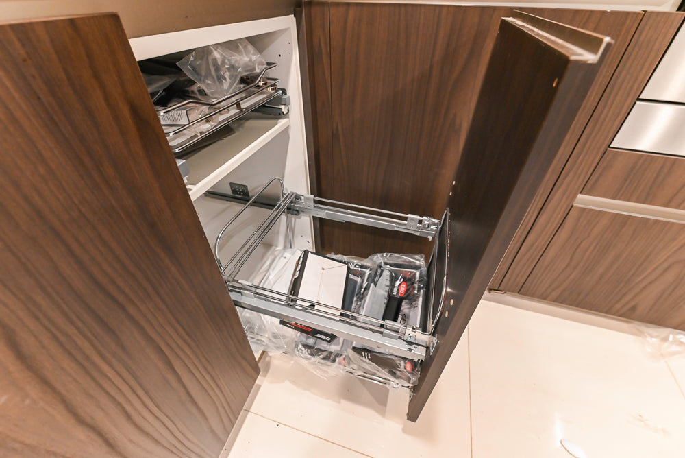 Custom Modern Kitchen Corner with Quartz Countertops, Sink and Faucet
