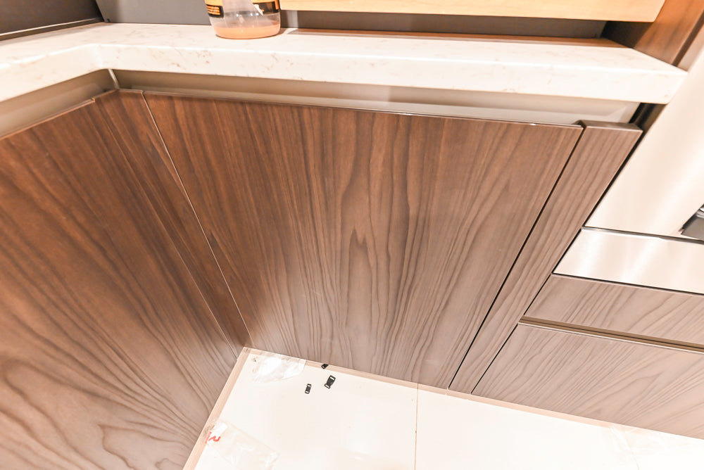 Custom Modern Kitchen Corner with Quartz Countertops, Sink and Faucet