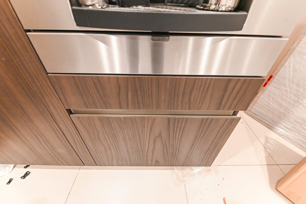 Custom Modern Kitchen Corner with Quartz Countertops, Sink and Faucet