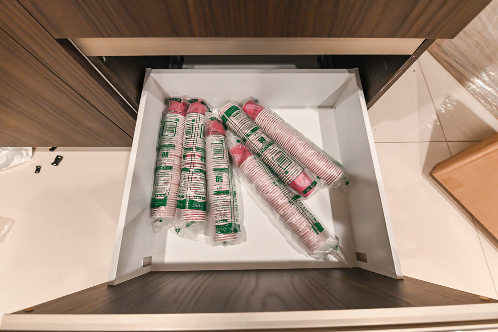 Custom Modern Kitchen Corner with Quartz Countertops, Sink and Faucet