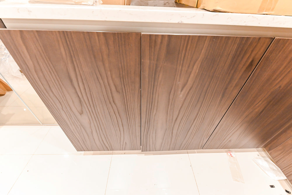 Custom Modern Kitchen Corner with Quartz Countertops, Sink and Faucet