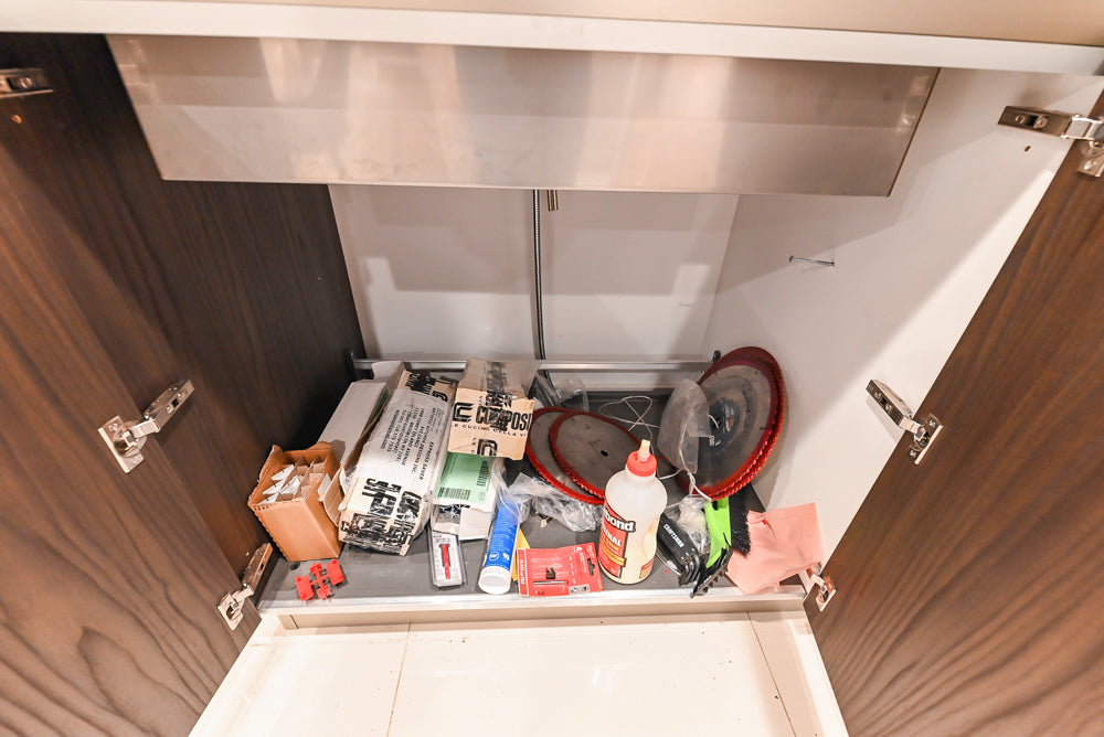 Custom Modern Kitchen Corner with Quartz Countertops, Sink and Faucet