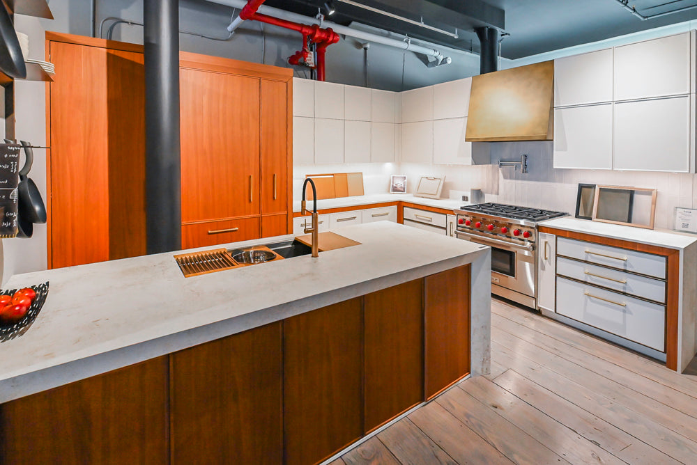 Aster Cucine Modern Two-Tone Kitchen with Dekton Countertops and Wolf Range