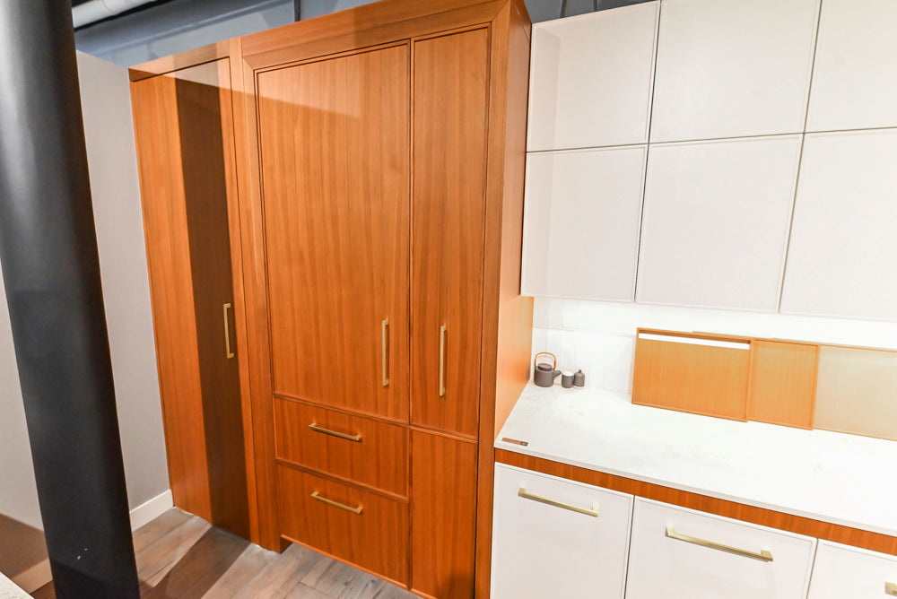 Aster Cucine Modern Two-Tone Kitchen with Dekton Countertops, Wolf Range & Sub-Zero Refrigerator