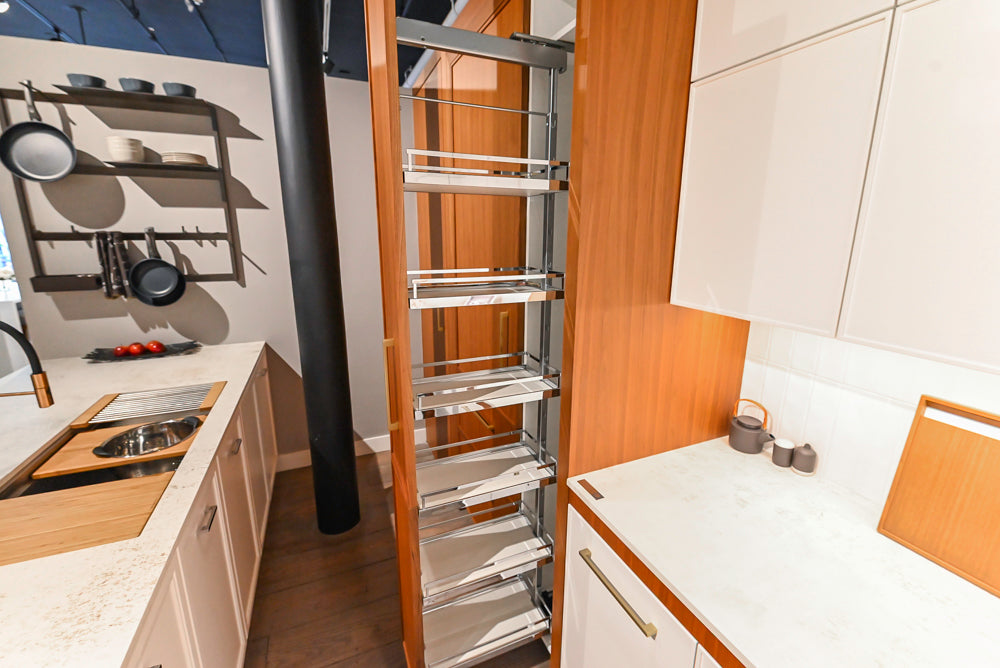 Aster Cucine Modern Two-Tone Kitchen with Dekton Countertops, Wolf Range & Sub-Zero Refrigerator