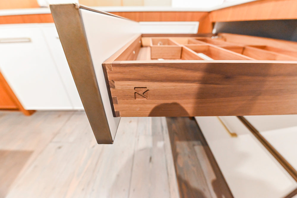 Aster Cucine Modern Two-Tone Kitchen with Dekton Countertops, Wolf Range & Sub-Zero Refrigerator