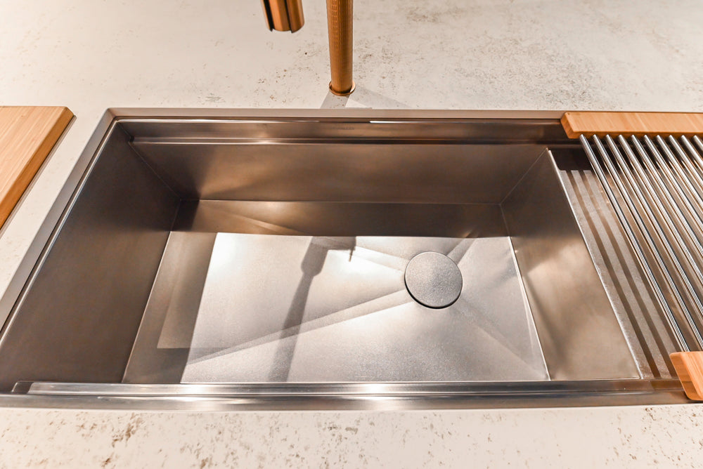 Aster Cucine Modern Two-Tone Kitchen with Dekton Countertops, Wolf Range & Sub-Zero Refrigerator