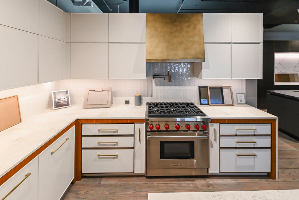 Aster Cucine Modern Two-Tone Kitchen with Dekton Countertops and Wolf Range