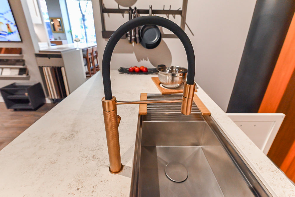 Aster Cucine Modern Two-Tone Kitchen with Dekton Countertops, Wolf Range & Sub-Zero Refrigerator