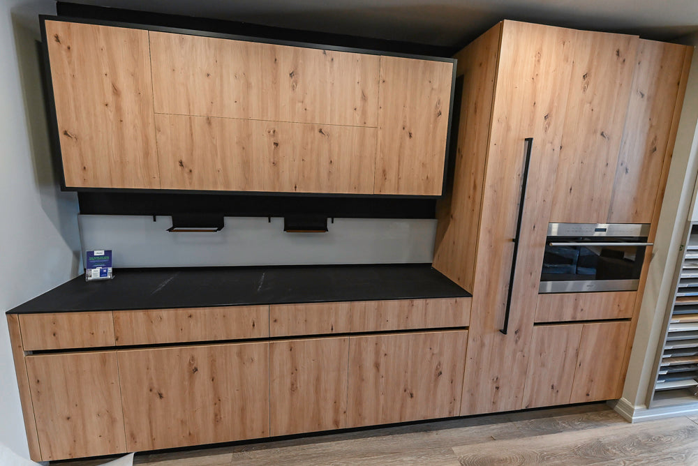 copatlife Modern Textured Wood Look Dry Bar with Wolf Microwave Oven