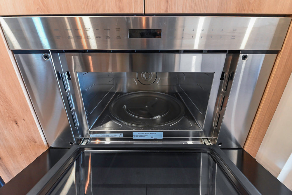 copatlife Modern Textured Wood Look Dry Bar with Wolf Microwave Oven