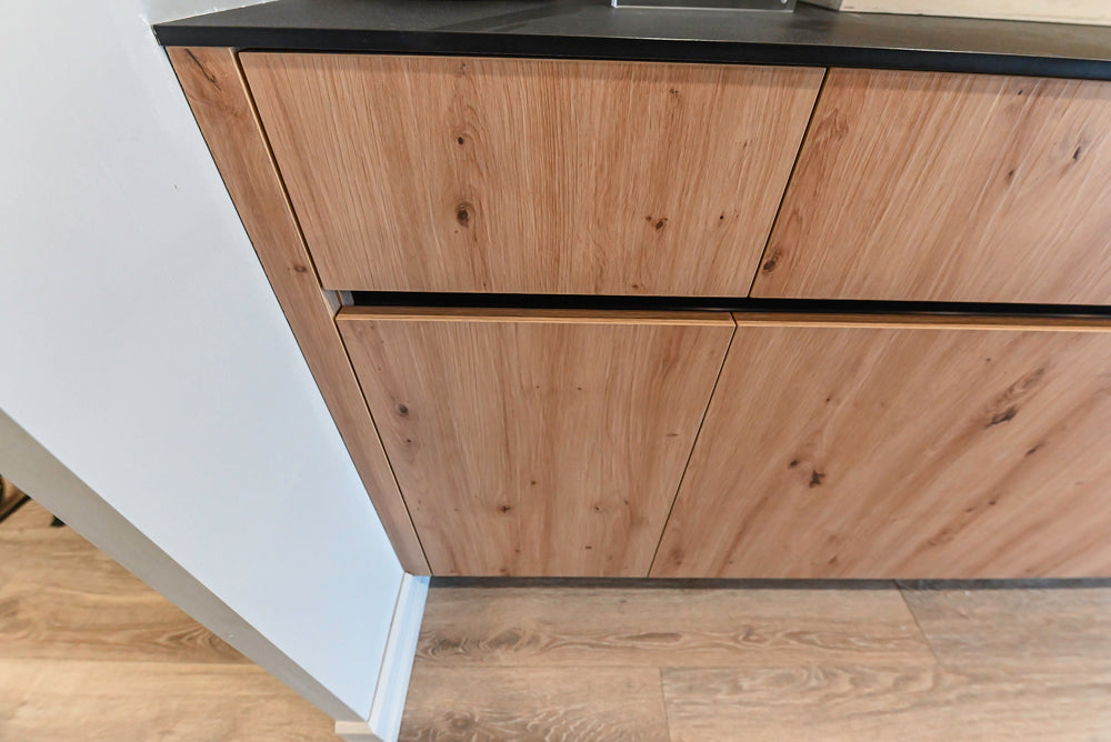 copatlife Modern Textured Wood Look Dry Bar with Wolf Microwave Oven