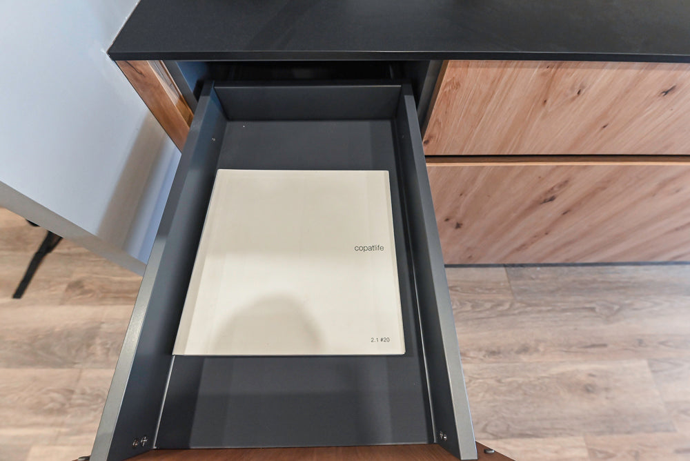 copatlife Modern Textured Wood Look Dry Bar with Wolf Microwave Oven