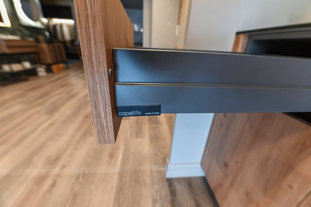 copatlife Modern Textured Wood Look Dry Bar with Wolf Microwave Oven