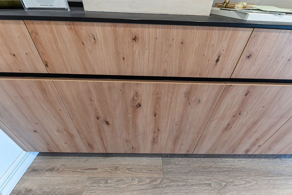 copatlife Modern Textured Wood Look Dry Bar with Wolf Microwave Oven