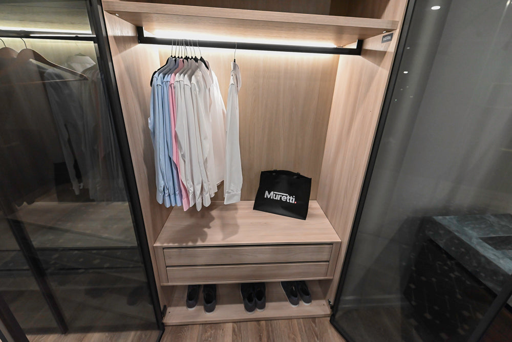 Muretti Modern Aluminum Framed Built-In Wardrobe Closet System