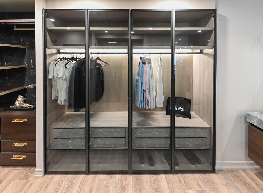 Muretti Modern Aluminum Framed Showroom Display Built-In Wardrobe Closet System