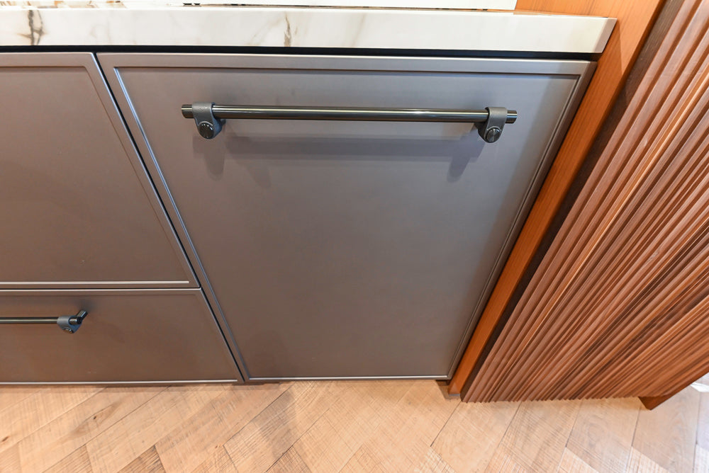 Key Cucine Modern Wood Veneered Kitchen with Neolith Island, Countertops and Appliances