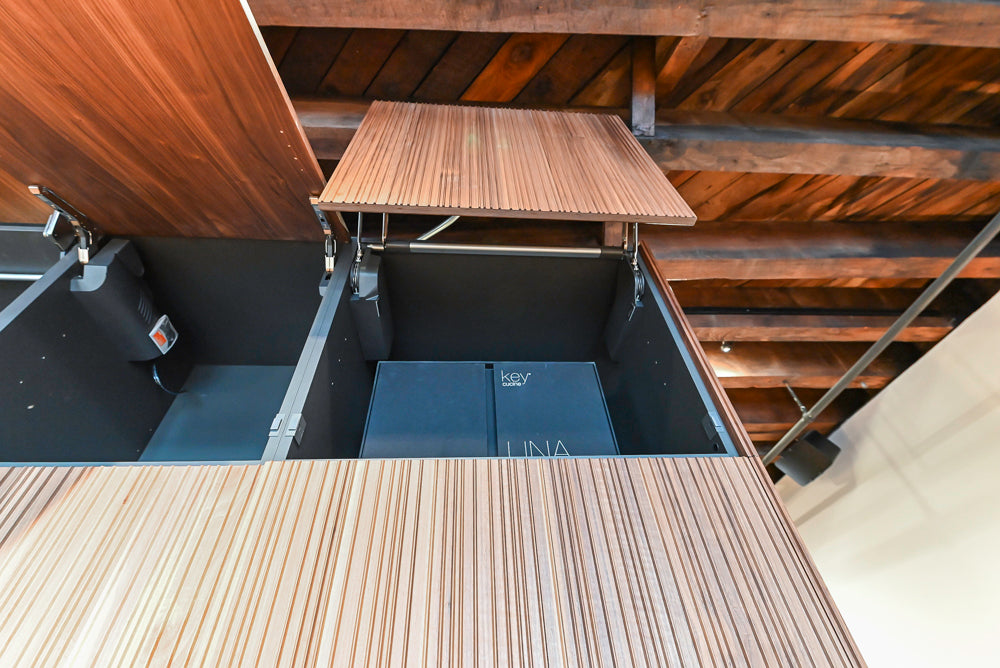 Key Cucine Modern Wood Veneered Kitchen with Neolith Island, Countertops and Appliances
