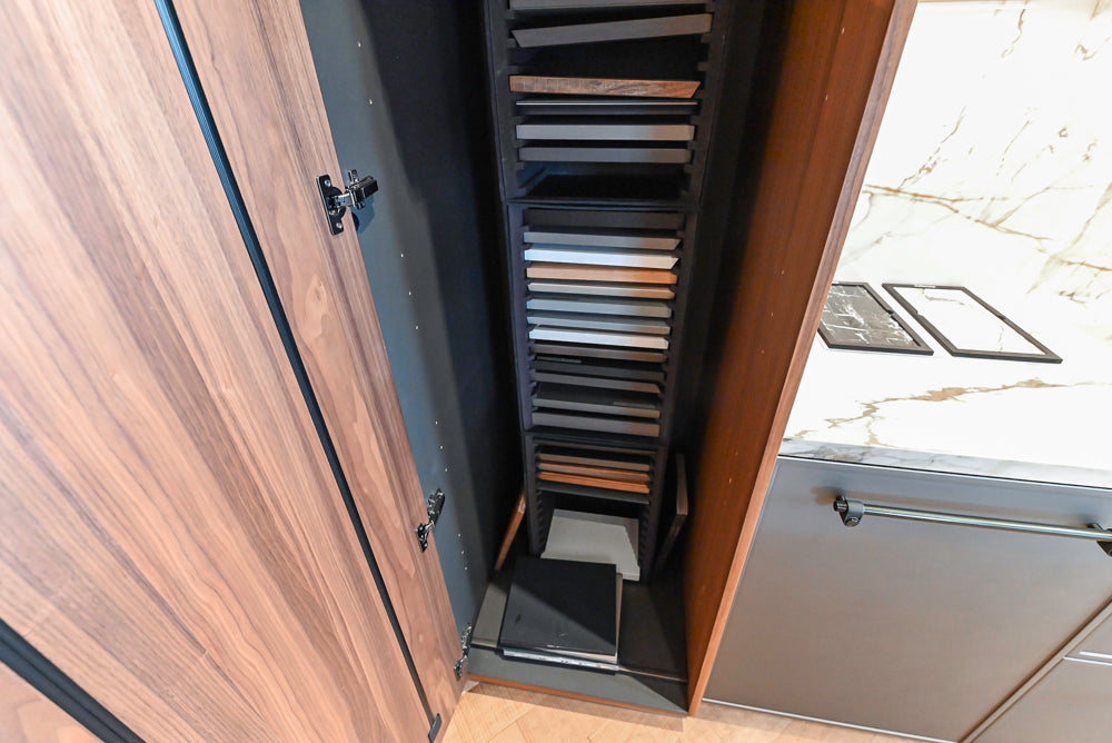 Key Cucine Modern Wood Veneered Kitchen with Neolith Island, Countertops and Appliances