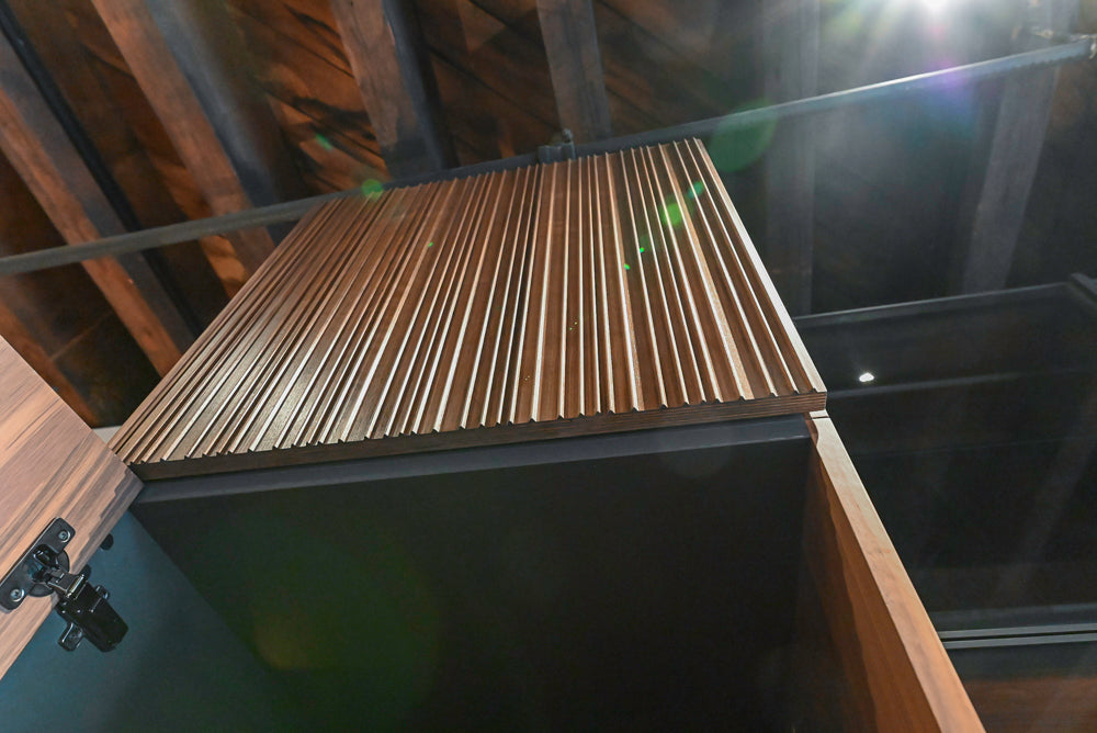 Key Cucine Modern Wood Veneered Kitchen with Neolith Island, Countertops and Appliances