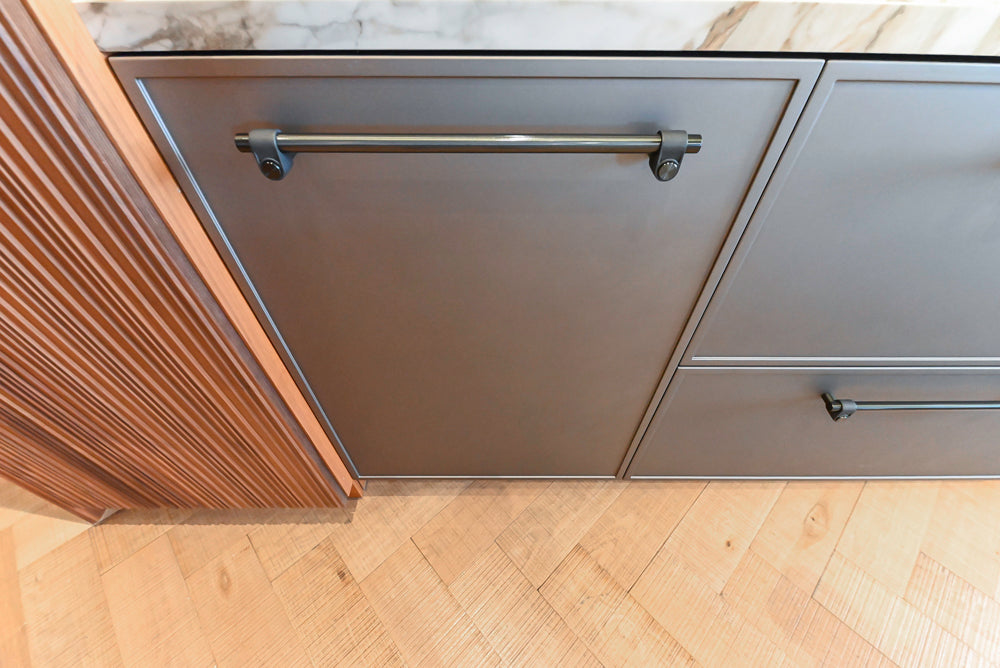 Key Cucine Modern Wood Veneered Kitchen with Neolith Island, Countertops and Appliances
