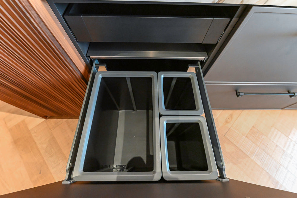 Key Cucine Modern Wood Veneered Kitchen with Neolith Island, Countertops and Appliances