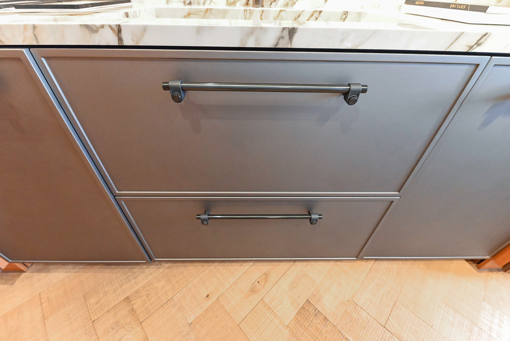 Key Cucine Modern Wood Veneered Kitchen with Neolith Island, Countertops and Appliances