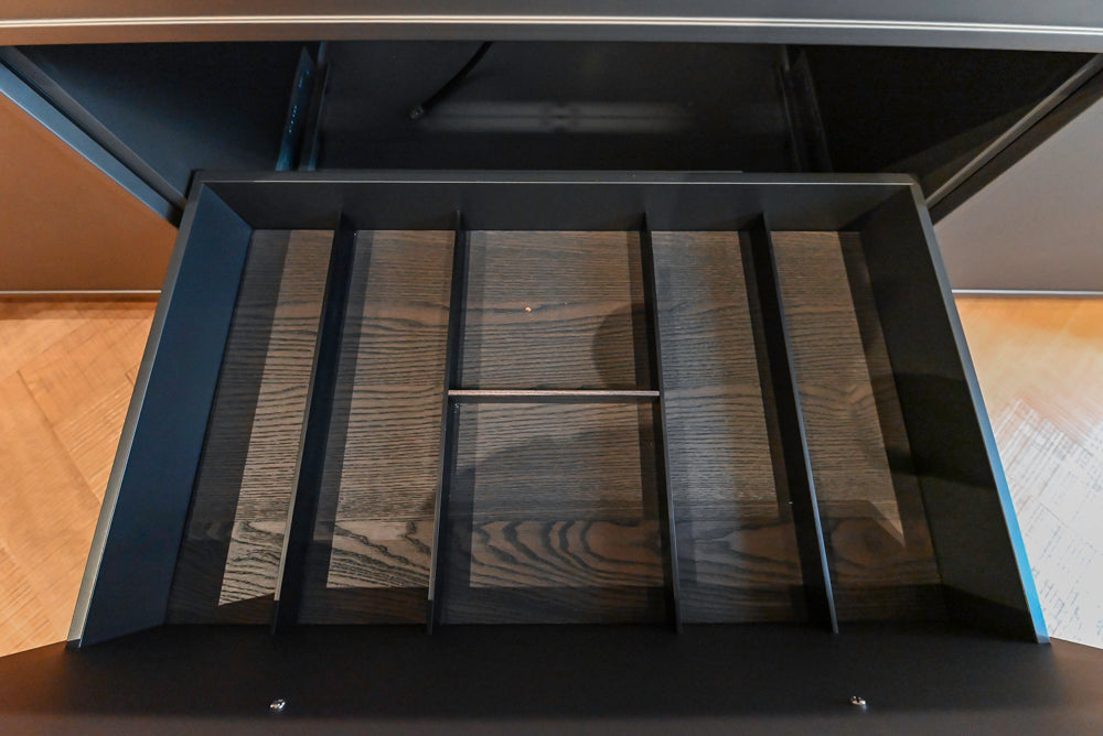 Key Cucine Modern Wood Veneered Kitchen with Neolith Island, Countertops and Appliances