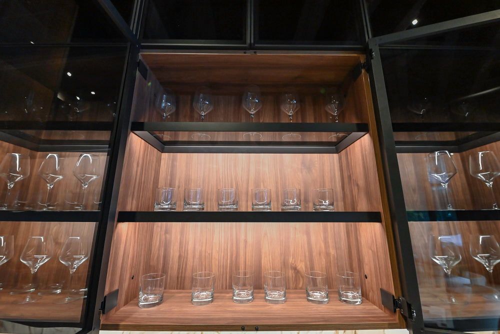 Key Cucine Modern Wood Veneered Kitchen with Neolith Island, Countertops and Appliances