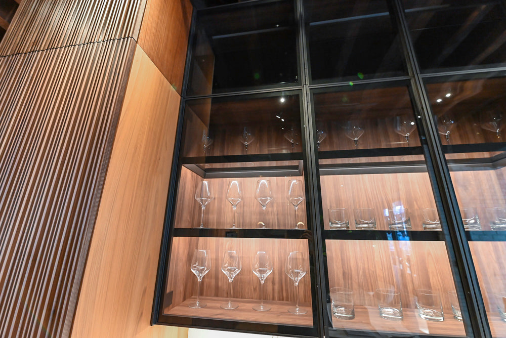 Key Cucine Modern Wood Veneered Kitchen with Neolith Island, Countertops and Appliances