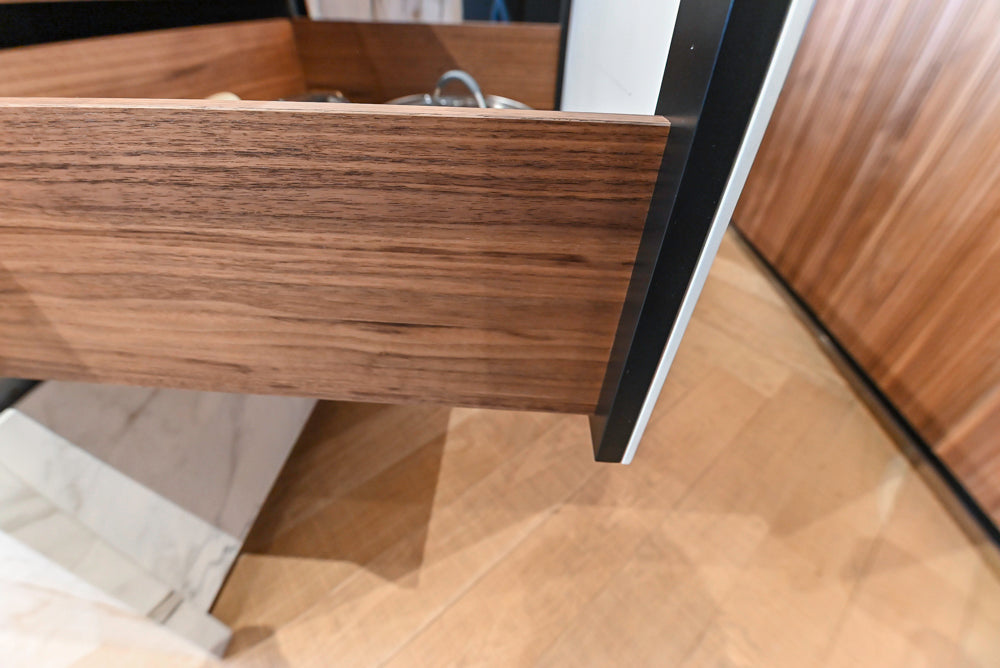 Key Cucine Modern Wood Veneered Kitchen with Neolith Island, Countertops and Appliances