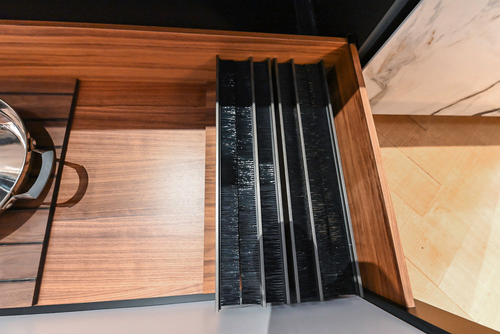 Key Cucine Modern Wood Veneered Kitchen with Neolith Island, Countertops and Appliances