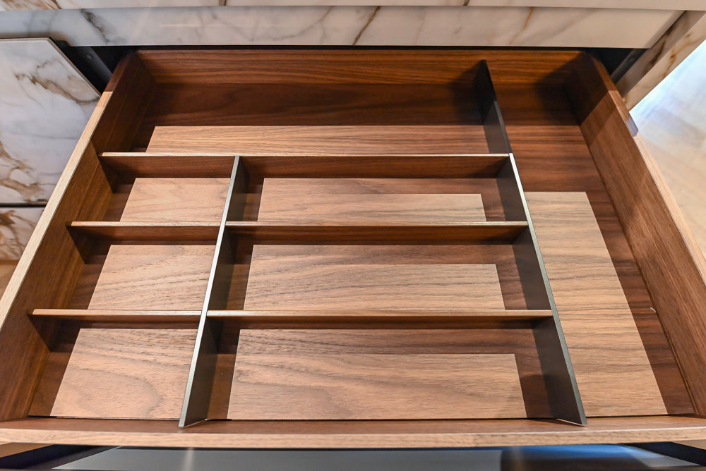 Key Cucine Modern Wood Veneered Kitchen with Neolith Island, Countertops and Appliances