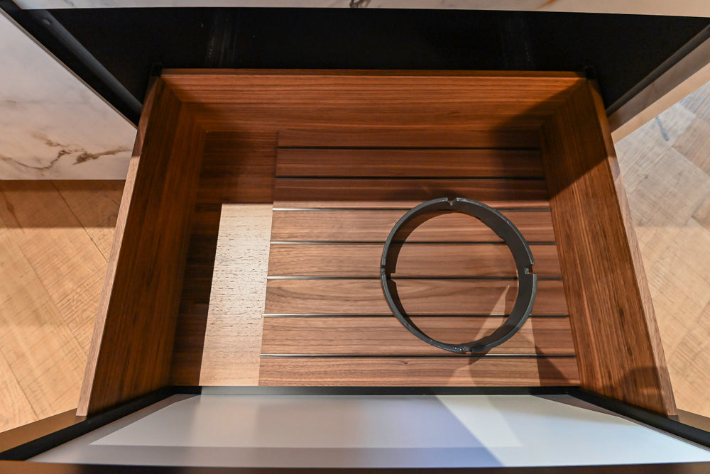 Key Cucine Modern Wood Veneered Kitchen with Neolith Island, Countertops and Appliances