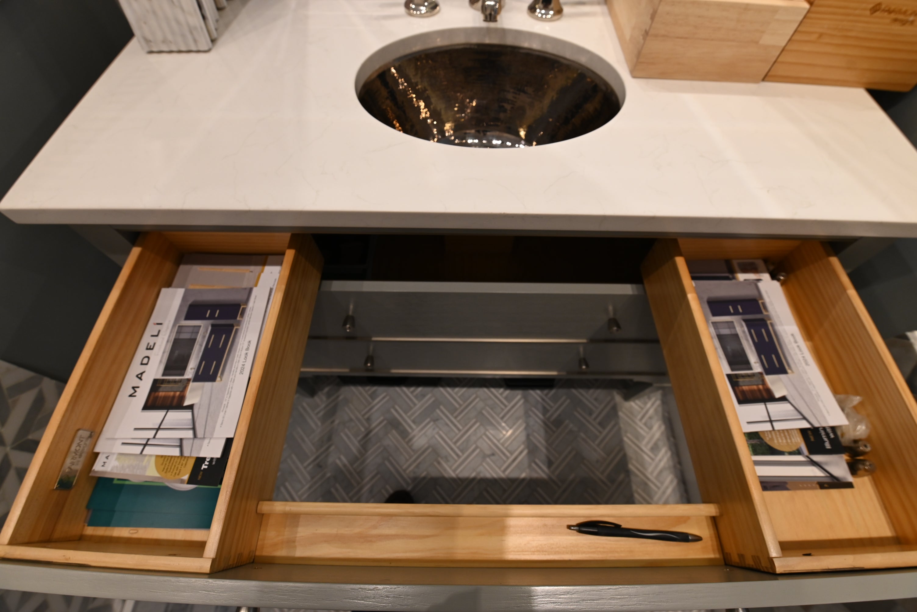 Fairmont Designs Transitional 44" Grey Single Vanity with White Top, Sink and Faucet