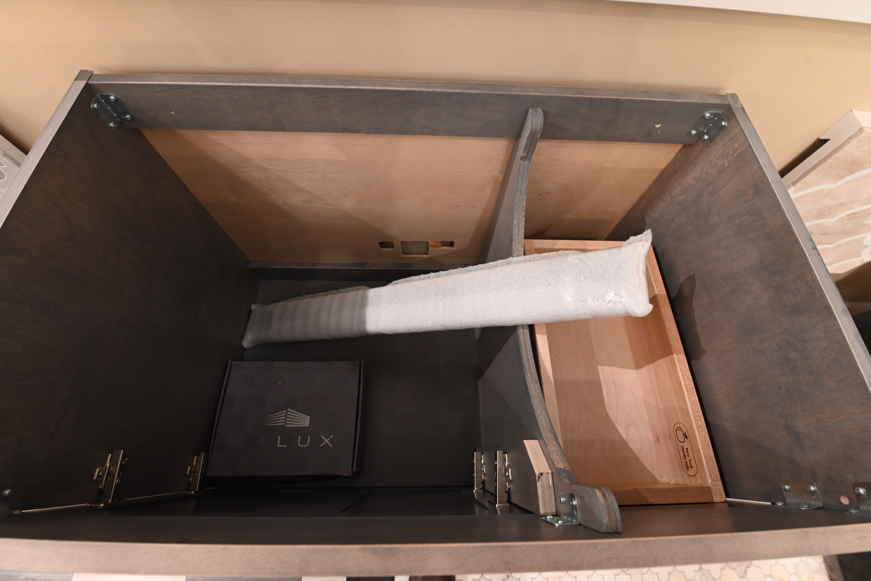 New York Vanity Mfg Transitional 36" Dark Grey Wood Single Vanity Base