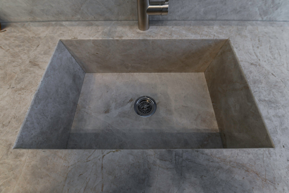 St. Charles Modern Kitchen with La Cornue Chateau Burgundy Cabinets and Glossy Eucalyptus with La Cornue Grand Palais 180 Rangetop and Custom Hood